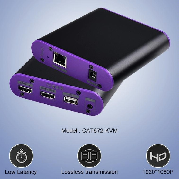 CAT872-KVM HDMI Extender (Receiver & Sender) over CAT5e/CAT6 Cable with USB Port and KVM Function, Transmission Distance: 200m(AU Plug)