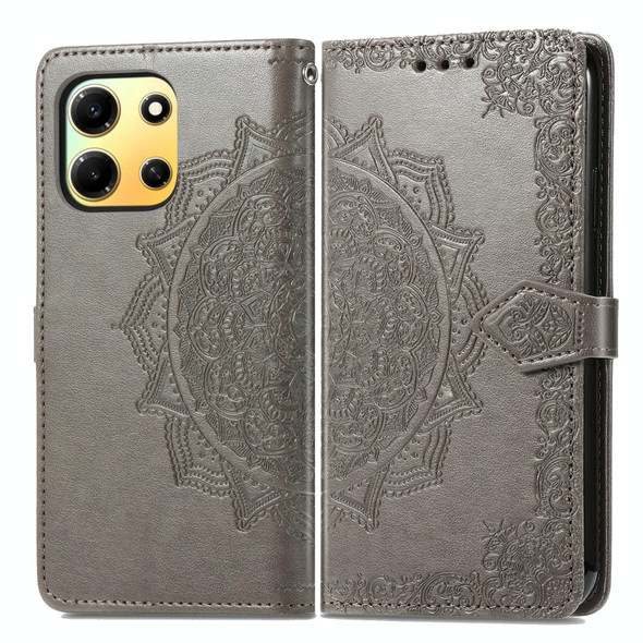 For infinix Note 30i Mandala Flower Embossed Leatherette Phone Case(Gray)