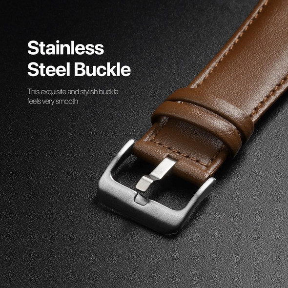 For Apple Watch SE 2023 44mm DUX DUCIS YS Series Genuine Leatherette Watch Band(Brown)
