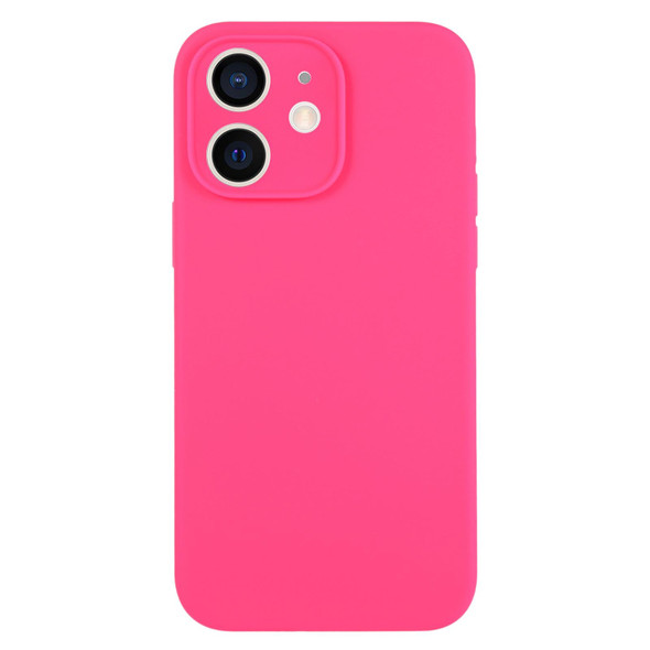 For iPhone 12 Pure Color Liquid Silicone Fine Pore Phone Case(Fresh Pink)