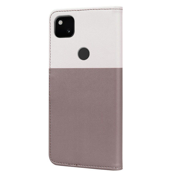 For Google Pixel 4a Cute Pet Series Color Block Buckle Leatherette Phone Case(Pale Mauve)