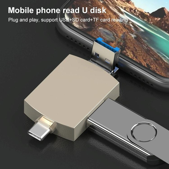 3 in 1 USB-C / Type-C to USB + Micro USB OTG Adapter TF / SD Card Card Reader(Tarnish)