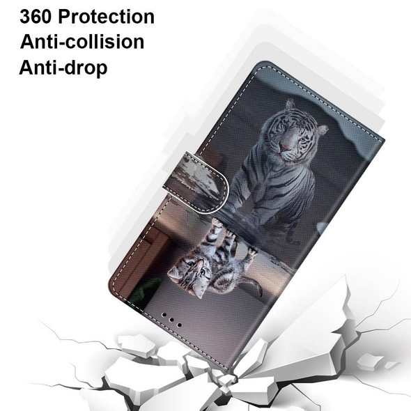 For OPPO A9 (2020) / A5 (2020) / A11X / A11 Coloured Drawing Cross Texture Horizontal Flip PU Leatherette Case with Holder & Card Slots & Wallet & Lanyard(Cat Becomes Tiger)