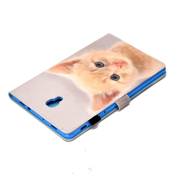 For Galaxy Tab A 10.5 T590 Painted Horizontal Flat Leatherette Case with Sleep Function & Card Slot & Buckle Anti-skid Strip & Bracket & Wallet(Cute Cat)
