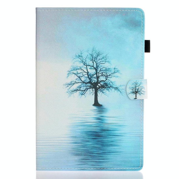 For Galaxy Tab S6 T860 Painted Horizontal Flat Leatherette Case with Sleep Function & Card Slot & Buckle Anti-skid Strip & Bracket & Wallet(Tree in Water)