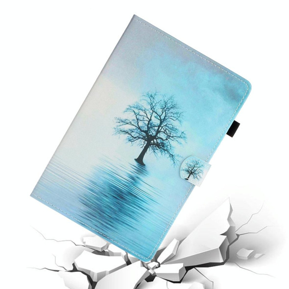 For Galaxy Tab S6 T860 Painted Horizontal Flat Leatherette Case with Sleep Function & Card Slot & Buckle Anti-skid Strip & Bracket & Wallet(Tree in Water)