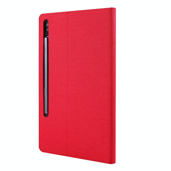 For Galaxy Tab S6 / T860 / T865 Cloth Teature Horizontal Flip PU Leatherette Case with with Holder & Card Slots & Pen Slot(Red)