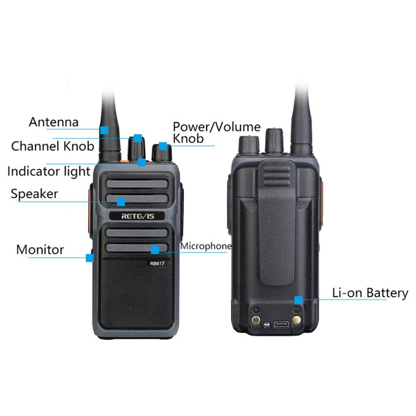 1 Pair RETEVIS RB17 462.5500-462.7250MHz 16CHS FRS License-free Two Way Radio Handheld Walkie Talkie, US Plug(Black)