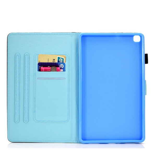 For Galaxy Tab A 8.0 (2019) T290 Painted Horizontal Flat Leatherette Case with Sleep Function & Card Slot & Buckle Anti-skid Strip & Bracket & Wallet(Cute Cat)