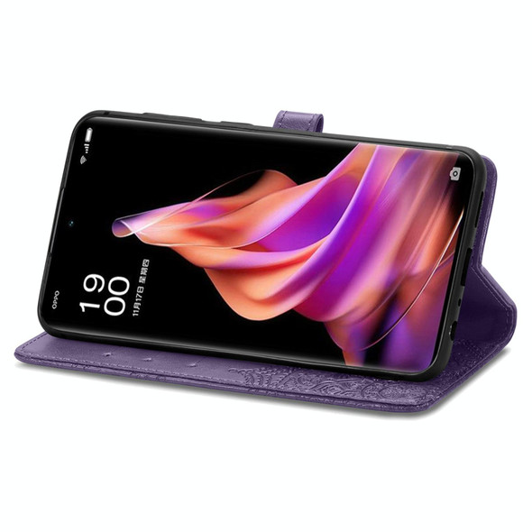 For OPPO Reno9 Pro+ Mandala Flower Embossed Leatherette Phone Case(Purple)