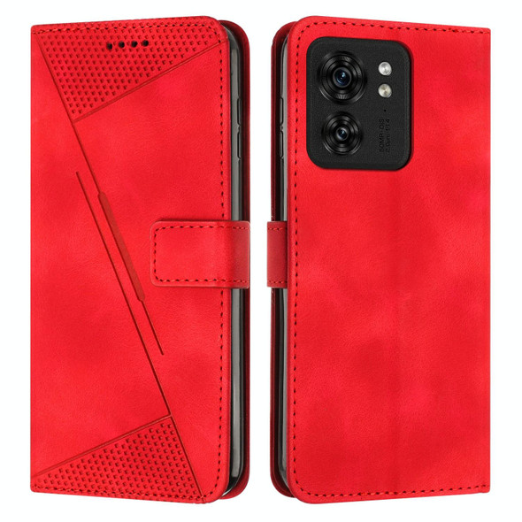 For Motorola Edge 40 Dream Triangle Leatherette Phone Case with Lanyard(Red)