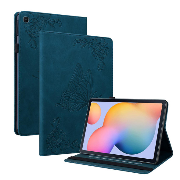 For Samsung Galaxy Tab S5e/T720/T725 Butterfly Flower Embossed Leatherette Tablet Case(Blue)