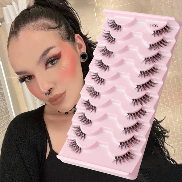 10pairs /Box Half False Eyelashes With Transparent Stems Natura Extension Lashes Y1008