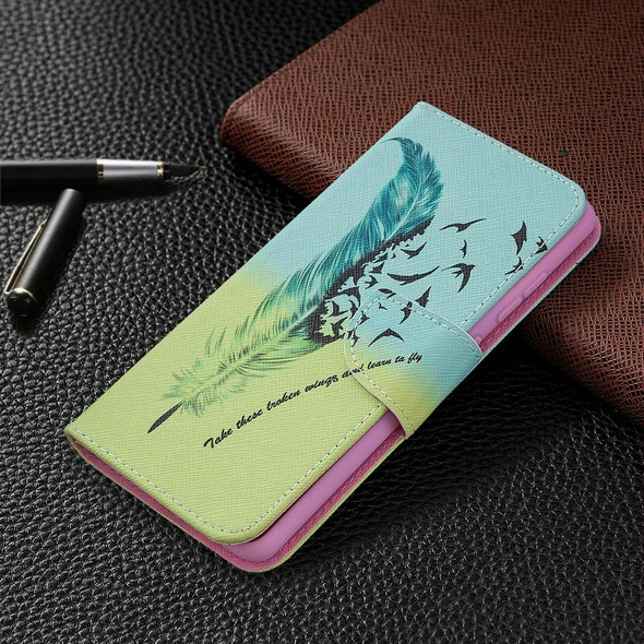 For Samsung Galaxy S20 FE 5G / S20 Lite Colored Drawing Pattern Horizontal Flip Leatherette Case with Holder & Card Slots & Wallet(Feather Birds)