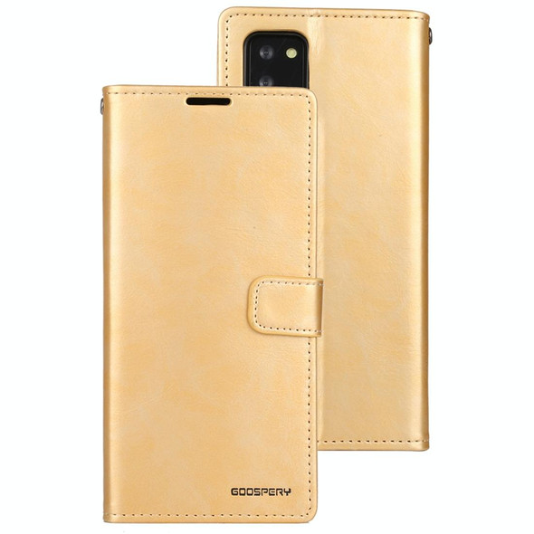 For Samsung Galaxy Note20 GOOSPERY BLUE MOON Crazy Horse Texture Horizontal Flip Leatherette Case With Bracket & Card Slot & Wallet(Gold)