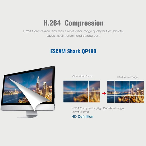 ESCAM Shark QP180 960P 360 Degrees Fisheye Lens 1.3MP WiFi IP Camera, Support Motion Detection / Night Vision, IR Distance: 10m