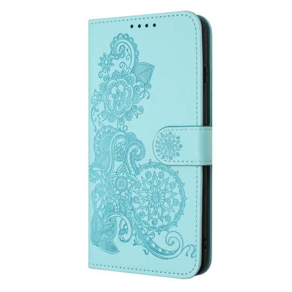 For Xiaomi Redmi Note 10 Pro Max Datura Flower Embossed Flip Leather Phone Case(Light blue)