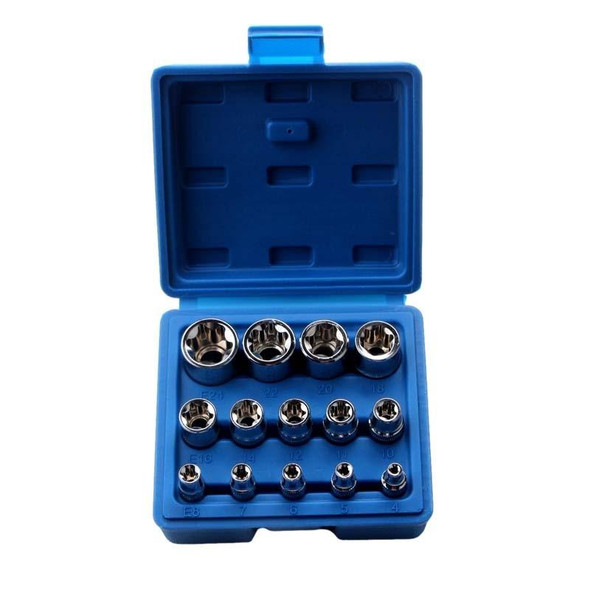 14pcs/set E-type 6-corner Plum Blossom Socket Combination Car Repair Kit Tool(Box Color Random Delivery)