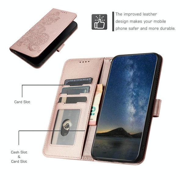 For Google Pixel 8 Pro Datura Flower Embossed Flip Leatherette Phone Case(Rose Gold)