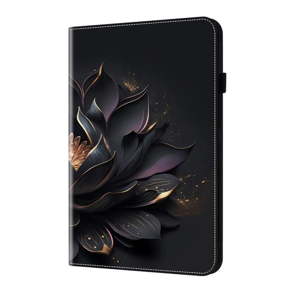 For Amazon Kindle Fire HD10 2018 / 2019 Crystal Texture Painted Leatherette Tablet Case(Purple Lotus)