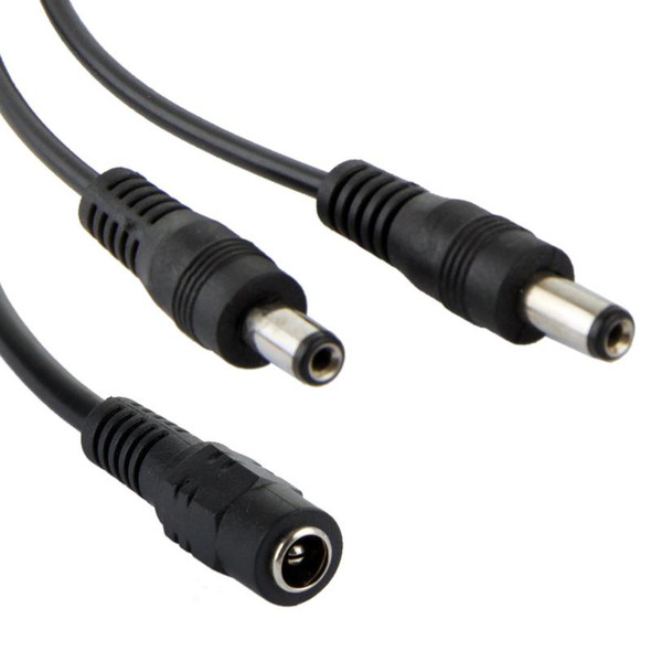 5.5mm x 2.1mm DC Power Female Barrel to 2 Male Barrel Connector Cable for LED Light Controller, Length: 35cm