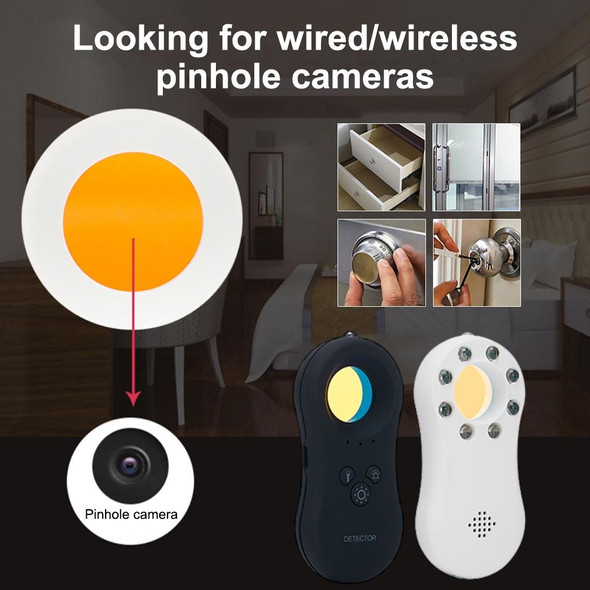 Hotel Anti-Spy Monitoring Detector Portable Monitor Camera Alarm Flashlight Anti-theft Home Infrared Detector(White)