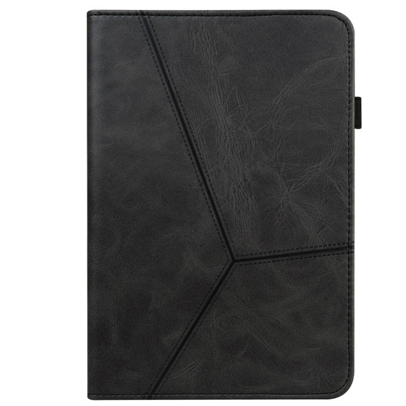 For Samsung Galaxy Tab A9+ Solid Color Stripe Embossed Leatherette Tablet Case(Black)