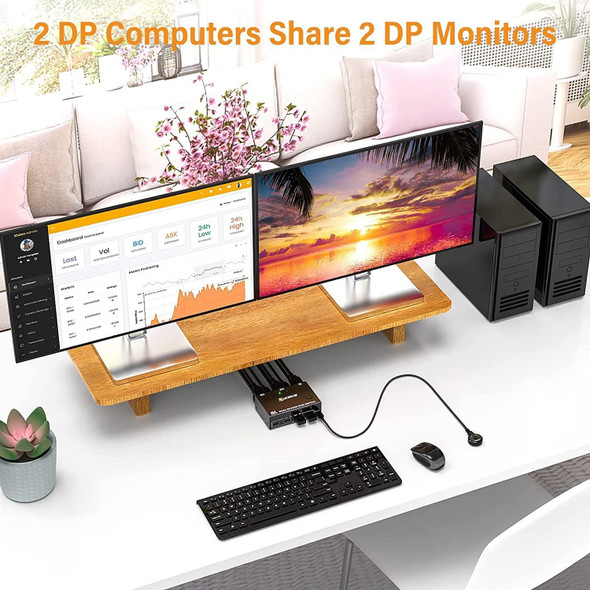 KC-KVM202DP 4K 60Hz USB3.0 DP Dual Monitors KVM Switch