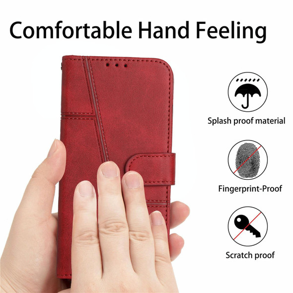 For Realme 11 4G Stitching Calf Texture Buckle Leatherette Phone Case(Red)