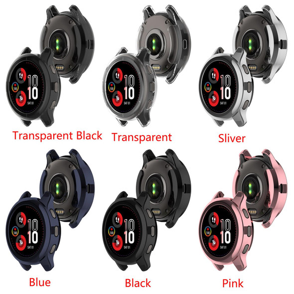 Garmin Venu 2 Plus Shock-Proof Semi-Surrounded TPU Plating Watch Case(Transparent Black)