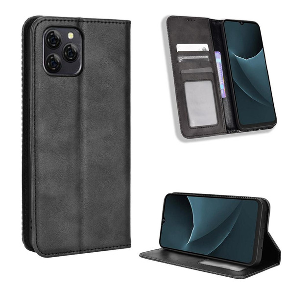 Blackview A95 Magnetic Buckle Retro Texture Leatherette Phone Case(Black)