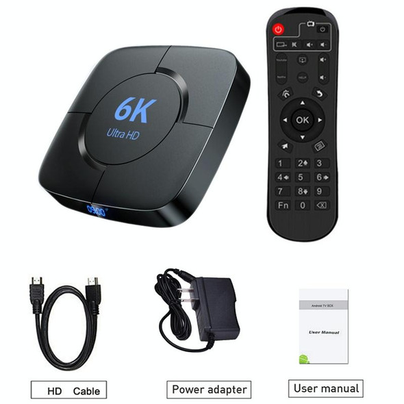 6K Ultra HD Android 12.0 Smart TV Box with Remote Control, 4GB+32GB, Allwinner H616 1.5GHZ Quad-Core(UK Plug)