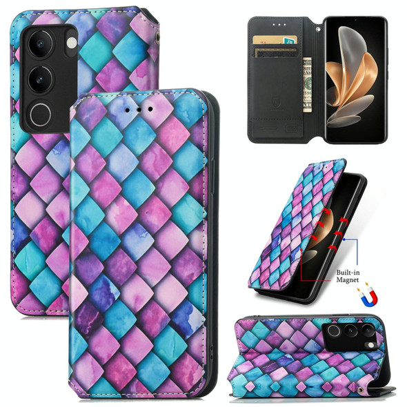 For vivo S17 CaseNeo Colorful Magnetic Leatherette Phone Case(Purple Scales)