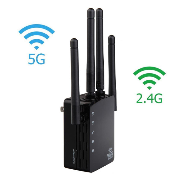 5G/2.4G 1200Mbps WiFi Range Extender WiFi Repeater With 2 Ethernet Ports EU Plug White 