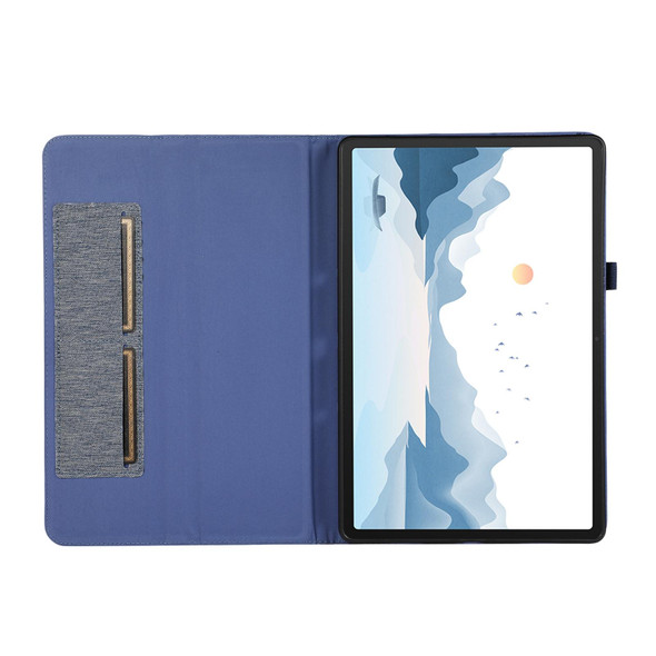 For Lenovo Tab P12 Horizontal Flip TPU + Fabric PU Leatherette Tablet Case(Dark Blue)