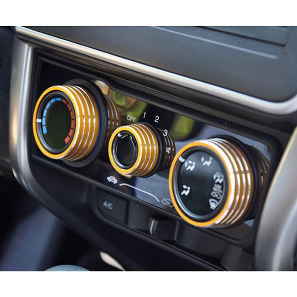 3 PCS Car Aluminum Alloy Air Conditioner Knob Case for Honda VEZEL / XR-V / Fit / GIENIA / City(Gold)