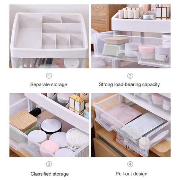 2-Layers Drawer Type Cosmetic Storage Box Mask Lipstick Storage Rack(Transparent)