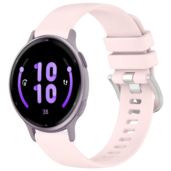 For Garmin Vivoactive 5 Liquid Glossy Silver Buckle Silicone Watch Band(Pink)