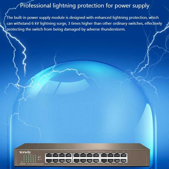 Tenda TEG1024D Desktop v7.0 24-Port Gigabit Ethernet Switch 6KV Lightning Protect