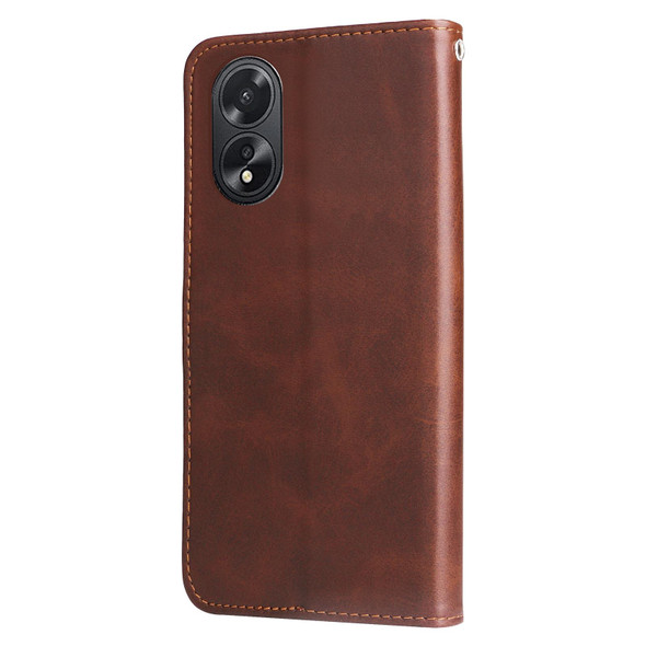 For OPPO A38 4G / A18 4G Global Fashion Calf Texture Zipper Leatherette Phone Case(Brown)