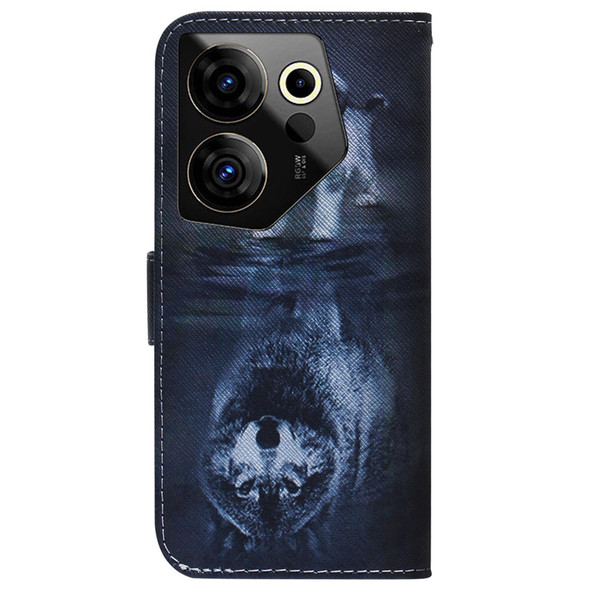 For Tecno Camon 20 Premier 5G Coloured Drawing Flip Leatherette Phone Case(Wolf and Dog)