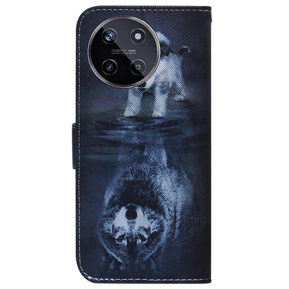 For Realme 11 4G Global Coloured Drawing Flip Leatherette Phone Case(Wolf and Dog)