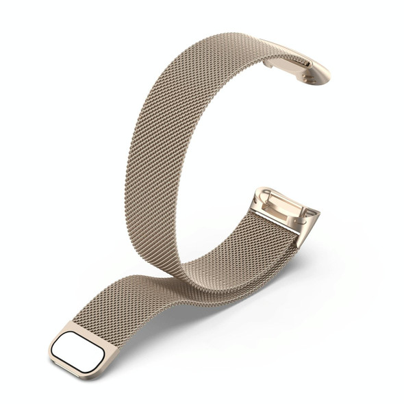 For Fitbit Charge 6 Milan Magnetic Metal Steel Mesh Watch Band(Champagne)