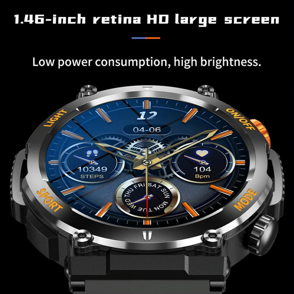 HT17 1.46 inch Round Screen Bluetooth Smart Watch, Support Health Monitoring & 100+ Sports Modes(Orange)