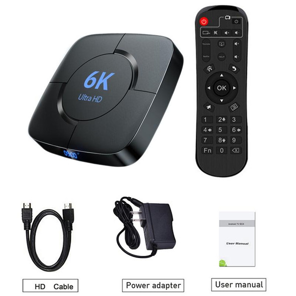 6K Ultra HD Android 12.0 Smart TV Box with Remote Control, 2GB+16GB, Allwinner H616 1.5GHZ Quad-Core(UK Plug)