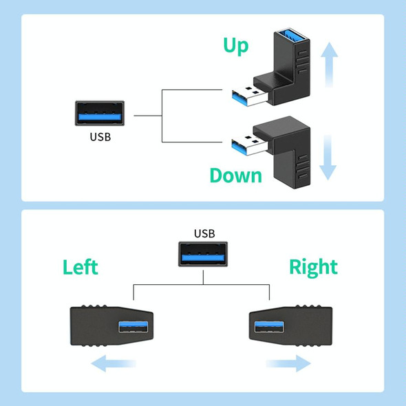 ENKAY USB 3.0 Adapter 90 Degree Angle Male to Female Combo Coupler Extender Connector, Angle:Horizontal Left