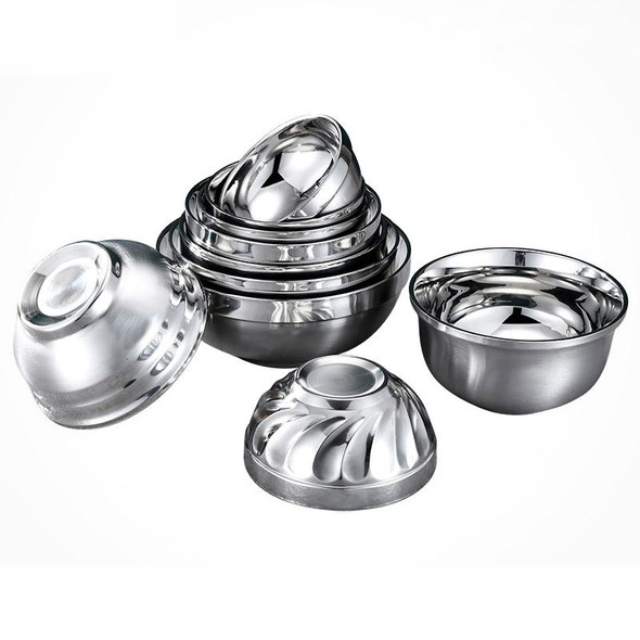 18cm 304 Stainless Steel Bowl Double Walled Insulated Bowl Anti-fall Lilium Bowl