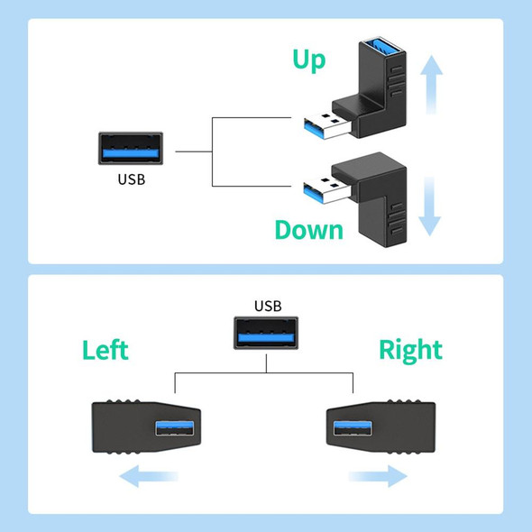 ENKAY USB 3.0 Adapter 90 Degree Angle Male to Female Combo Coupler Extender Connector, Angle:Vertical Up