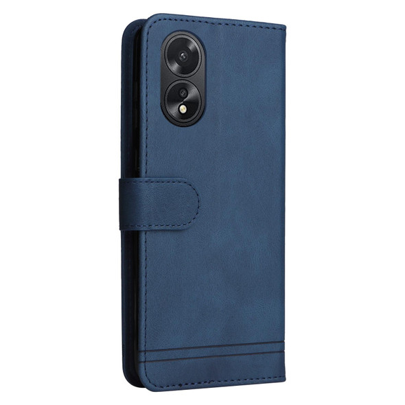 For OPPO A38 4G / A18 4G Global Skin Feel Life Tree Metal Button Leatherette Phone Case(Blue)