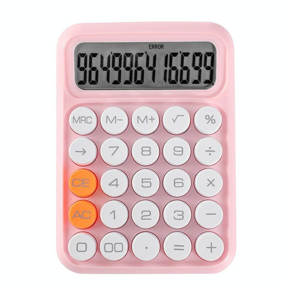 12-digit Mechanical Keyboard Calculator Office Student Exam Calculator Display(Pink)